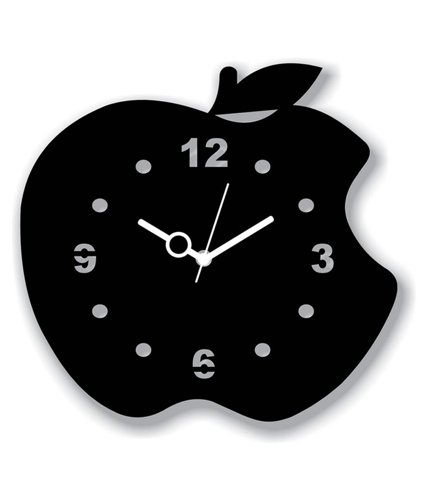 Panache Black Mdf Wood Apple Design Wall Clock: Buy ...