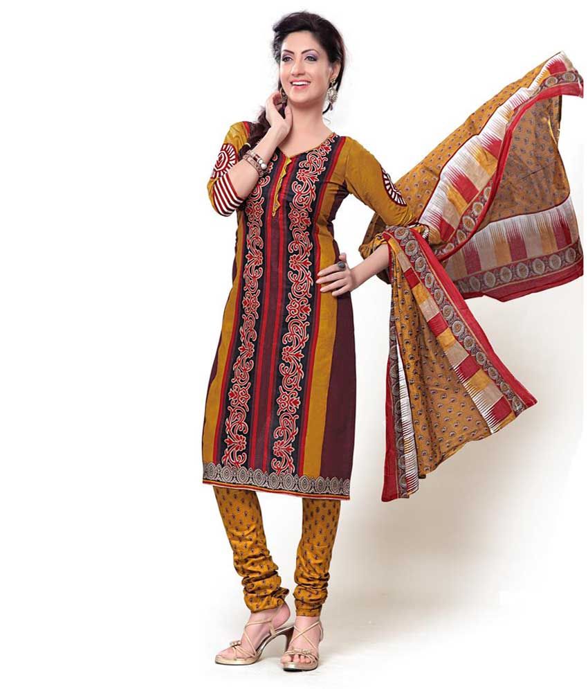 Vandana Online Multi Color Cotton Unstitched Dress Material Buy