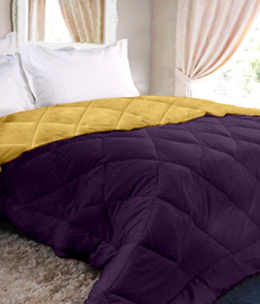 Raymond Home Dark Purple And Mustard Plain Polyester Quilt Buy
