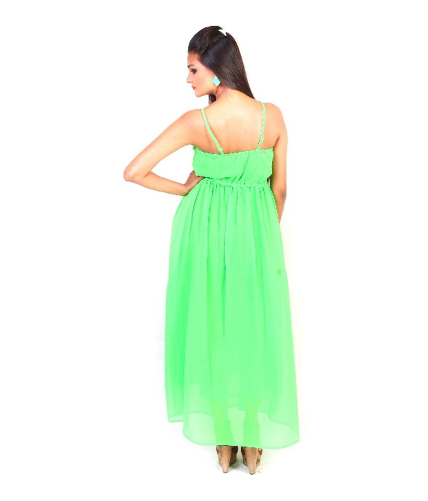 Neon Green Poly Cotton Long Maxi Dress - Buy Neon Green Poly Cotton ...