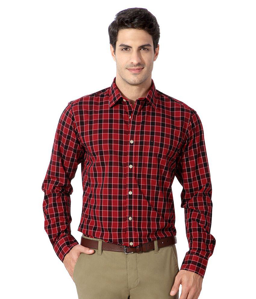 Allen Solly Red Cotton Full Sleeves Checks Shirt - Buy Allen Solly Red ...
