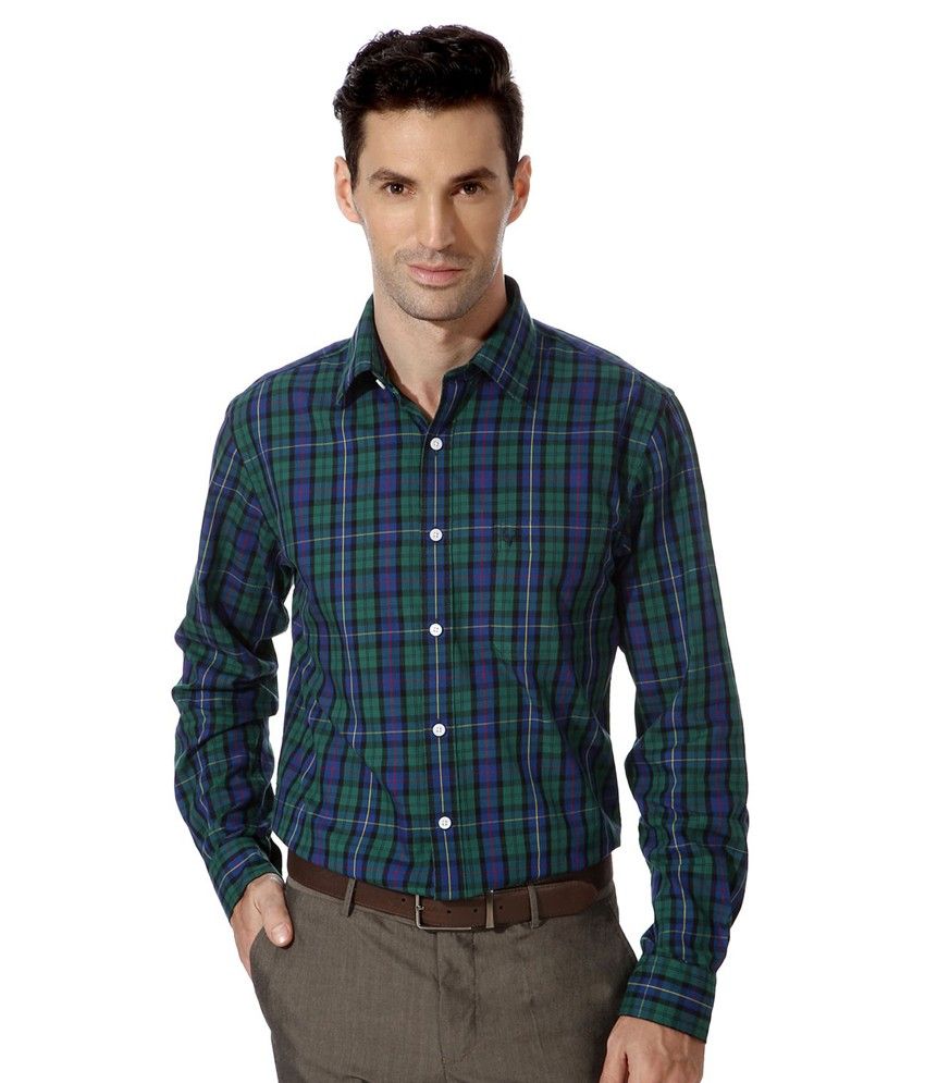 Allen Solly Green Cotton Full Sleeves Checks Shirt - Buy Allen Solly ...