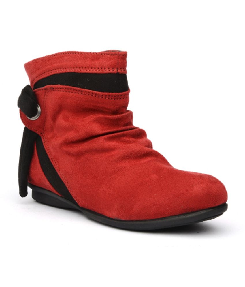 dark red flat boots
