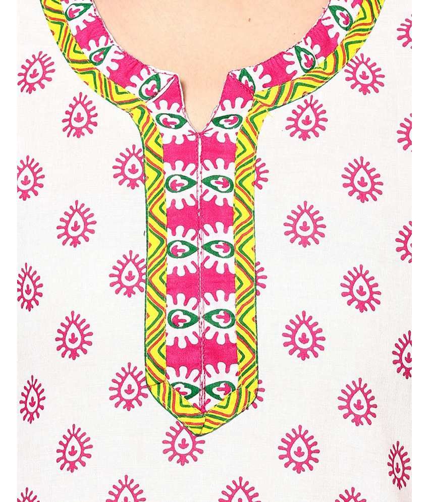 Jaipur Kurti Pure Cotton Three Quarter Sleeves White Kurti Buy Jaipur