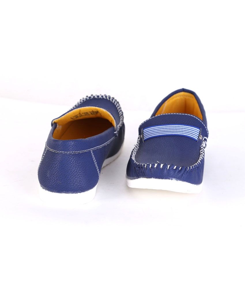 mens blue leather slip on shoes