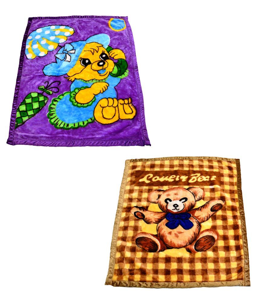 Grj India Purple Yellow Baby Themes Blankets Set Of 2 Buy Grj