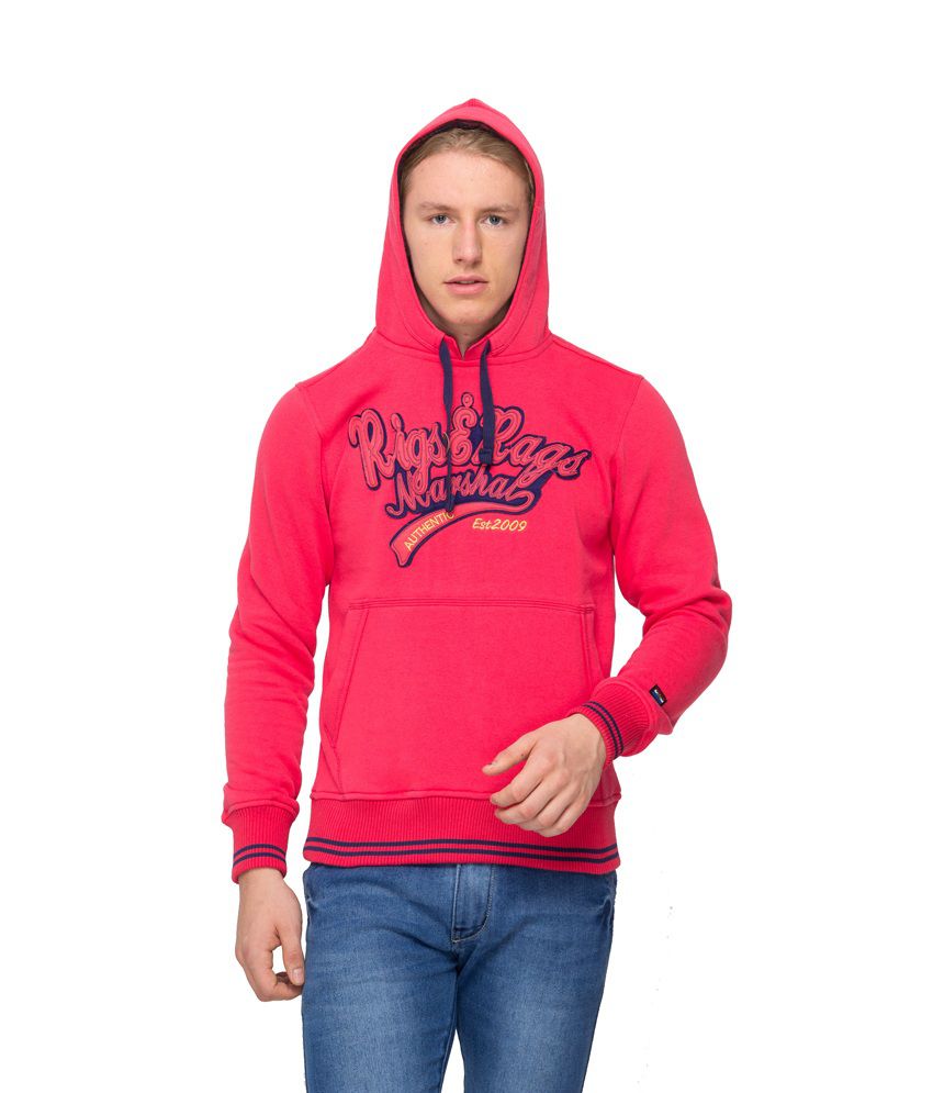 Rigs & Rags Pink Woollen Non Zipped Hooded Men's Sweatshirt - Buy Rigs ...