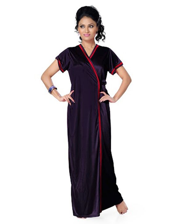 Buy Go Glam Satin Nighty & Night Gowns - Purple Online at Best Prices ...