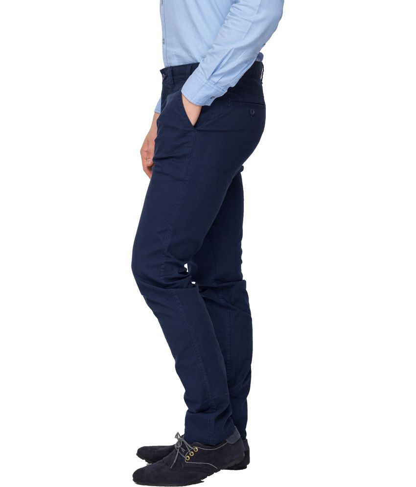 Rigs&rags Blue Cotton Regular Trouser - Buy Rigs&rags Blue Cotton ...