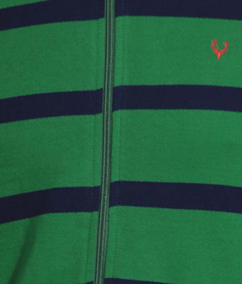 Allen Solly Green Full Sleeve Striped Men's Sweatshirt - Buy Allen Solly Green Full Sleeve 