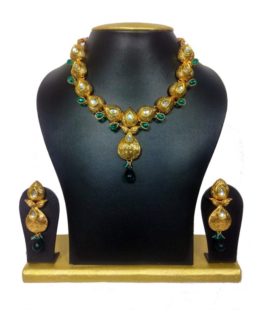 Mokanc AwInspiring Designer High Gold Polish Jewelry Set in Green