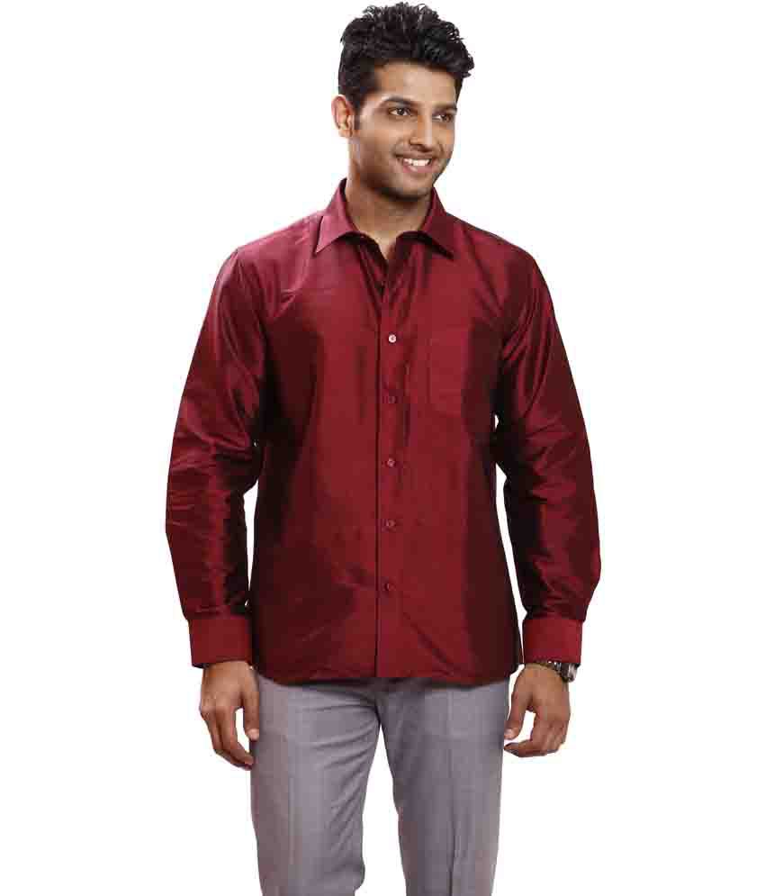 maroon silk shirt mens