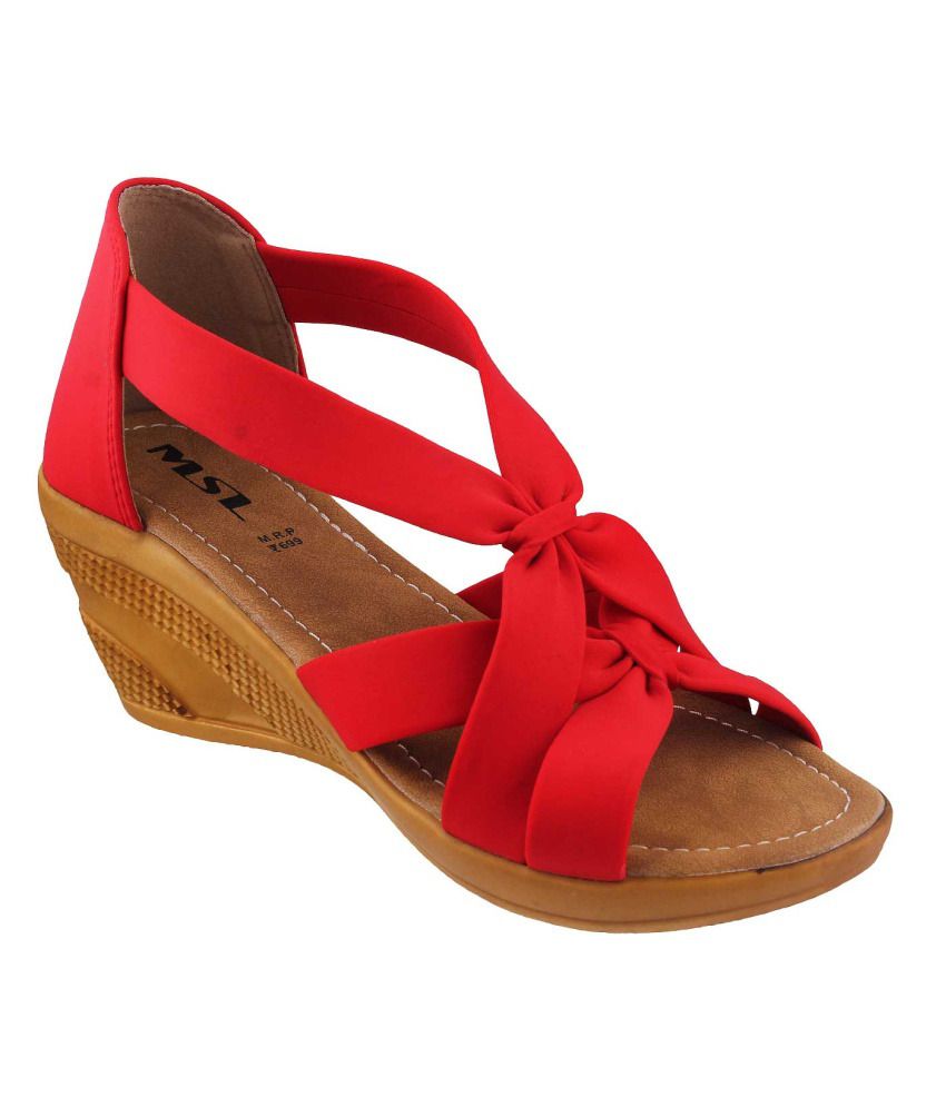 red wedge sandals size 6