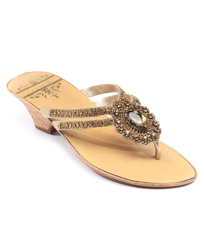 Catwalk Gold Wedges Heeled Slip-on Price in India- Buy Catwalk Gold Wedges Heeled Slip-on Online 