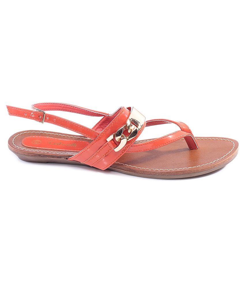 Catwalk Orange Flat Sandals Price in India- Buy Catwalk Orange Flat ...