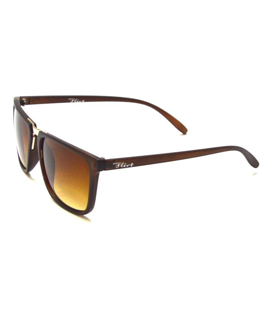 Flirt Brown Designer Rectangular Sunglasses For Men - Buy Flirt Brown ...
