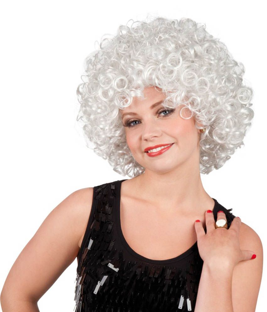 Snb Big White Afro Wig Curly Hair Clown Circus Disco Diva | Free Nude ...