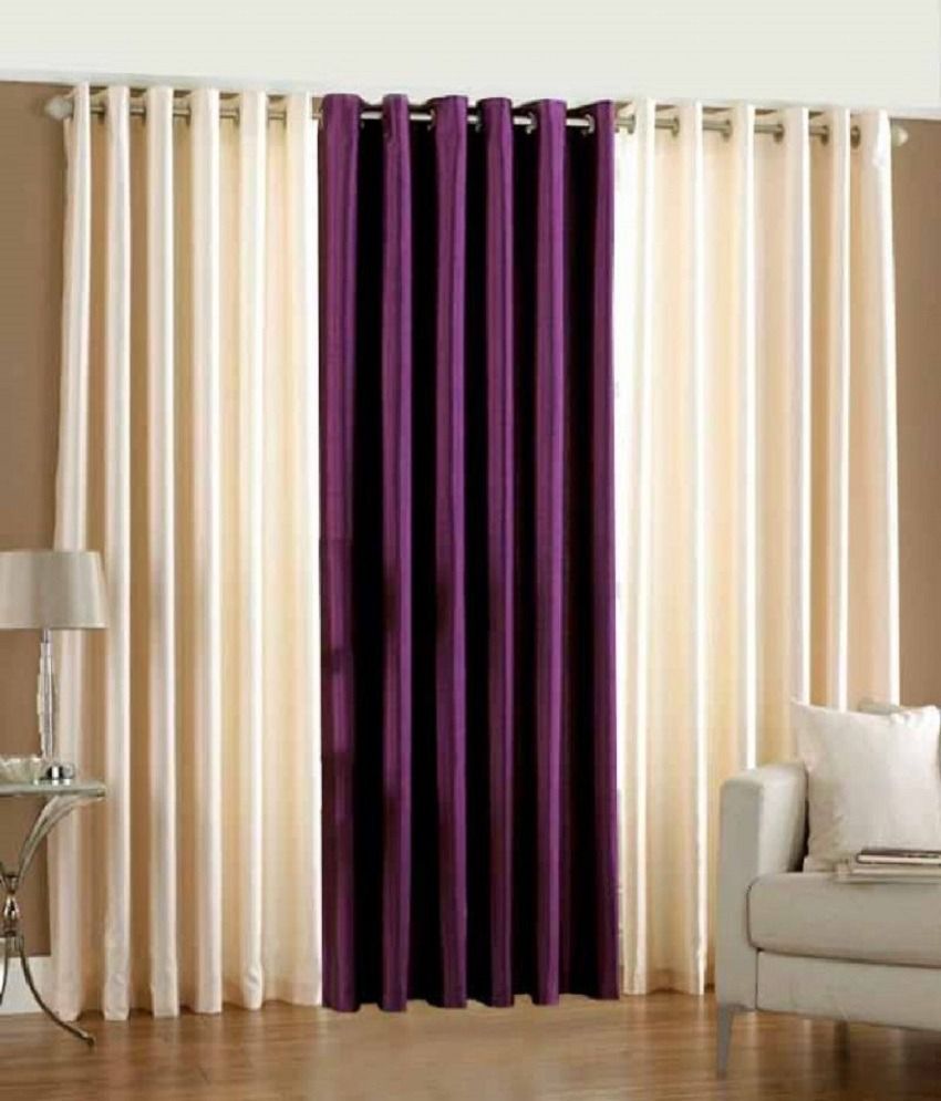     			Homefab India Plain Semi-Transparent Eyelet Window Curtain 5ft (Pack of 3) - Multicolor