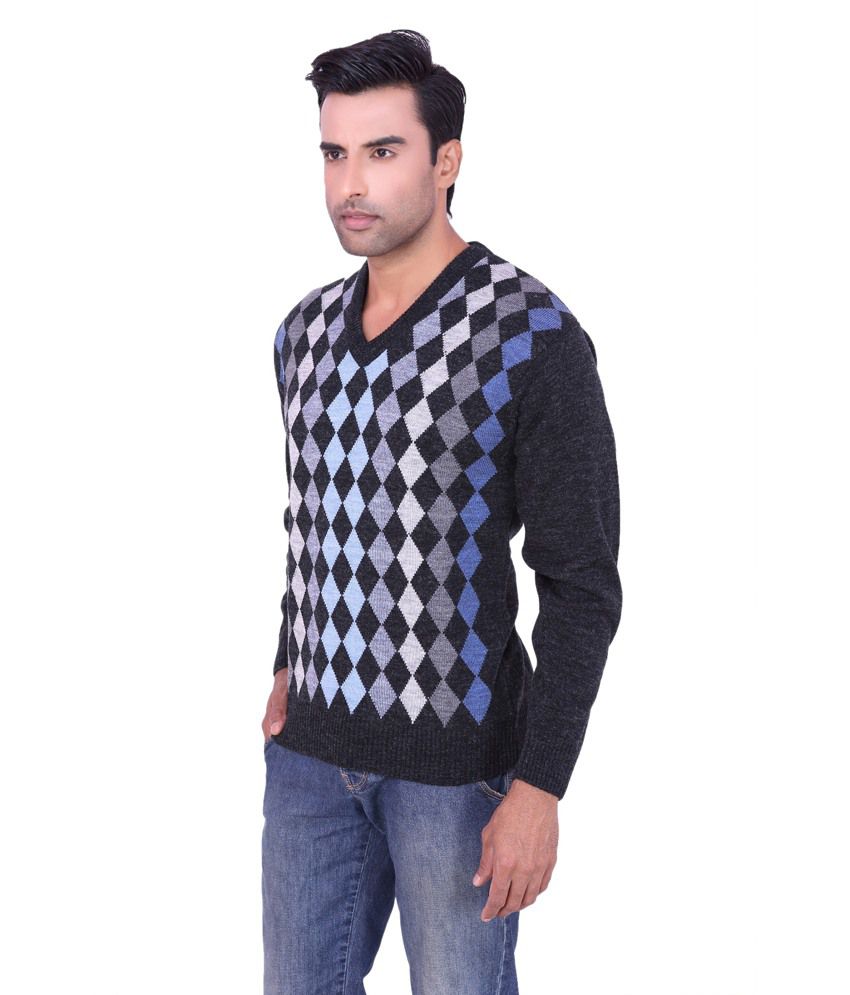 Warewell Grey Full Sleeve Pure Woolen Sweater For Men - Buy Warewell ...