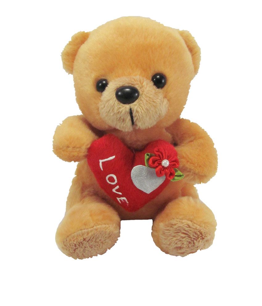     			Tickles Brown Teddy with Love Heart Stuffed Soft Plush Toy Kids Birthday 16 cm