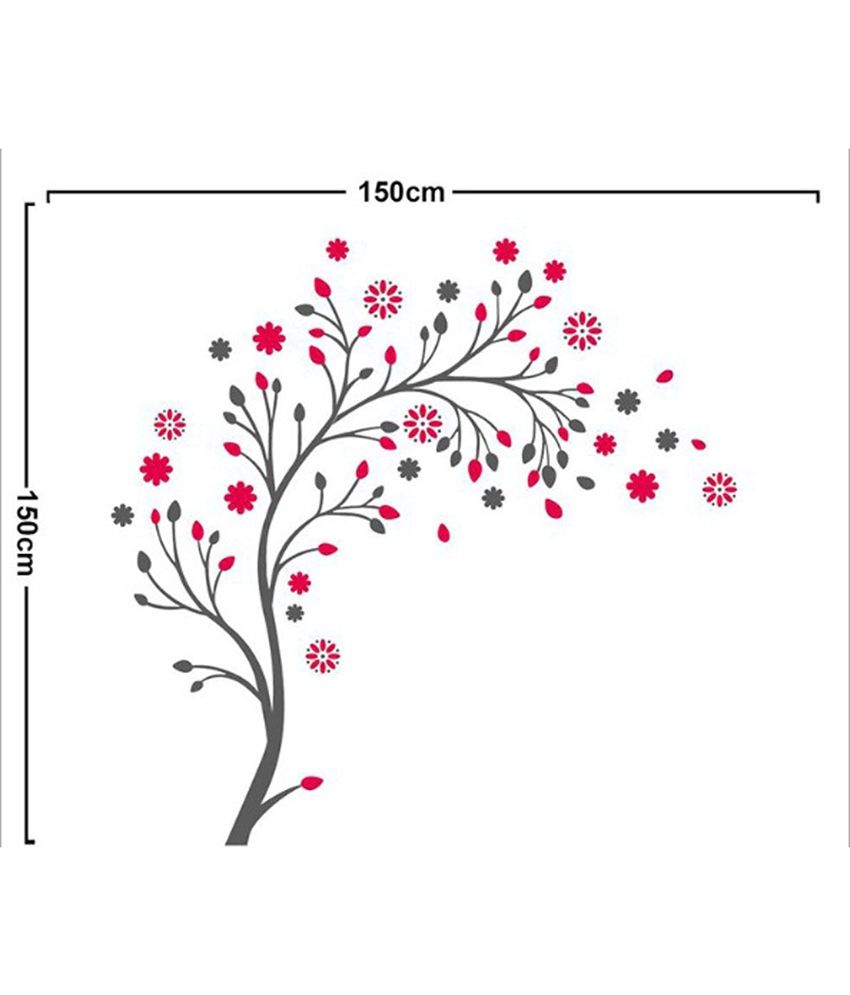 Uberlyfe Pink Flower Tree Wall Sticker For Home Decor (Size : 150cm x ...