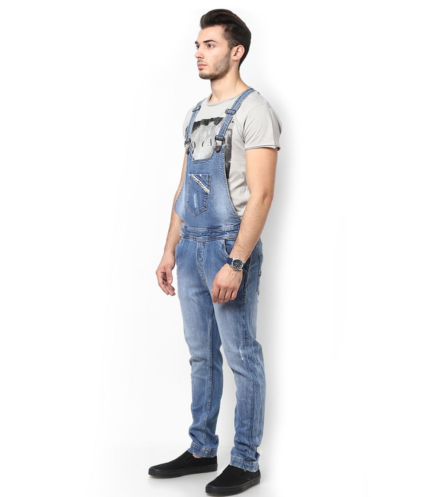 Code 61 Blue Cotton Faded Dungaree Stretchable Men's Jeans - Buy Code ...