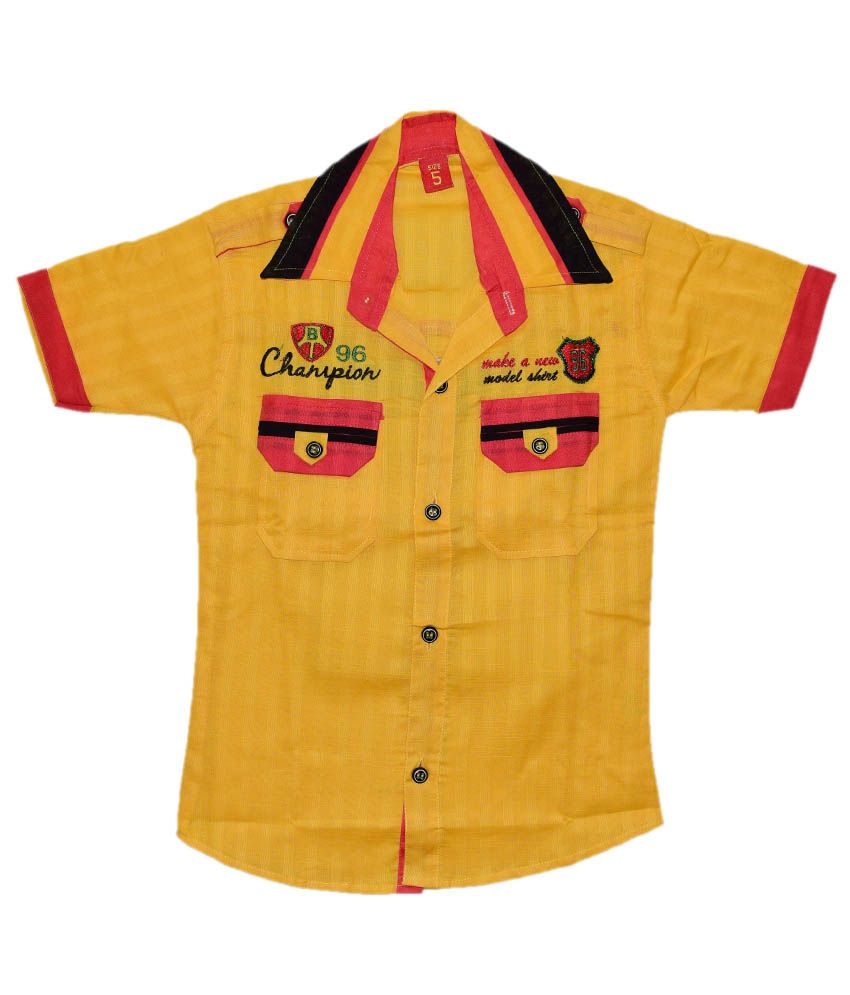     			British Terminal 100% Cotton Half Sleeves Shirt ( Yellow )