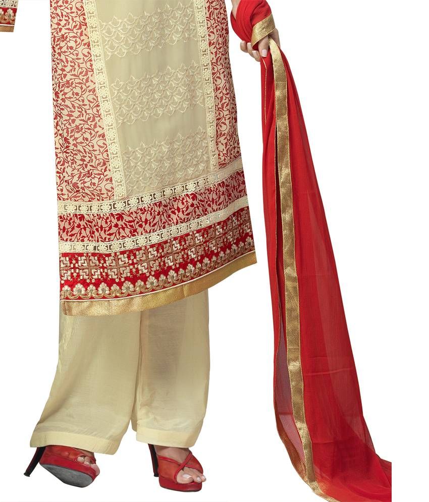 Surat Tex Cream Color Exclusive Embroidered Georgette Semi-stitched ...