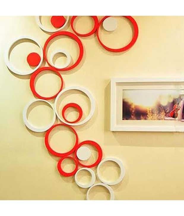 MM Decors Acrylic 3D  Red White Circle Wall  Stickers  10 