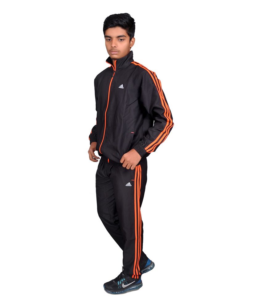 adidas black orange tracksuit