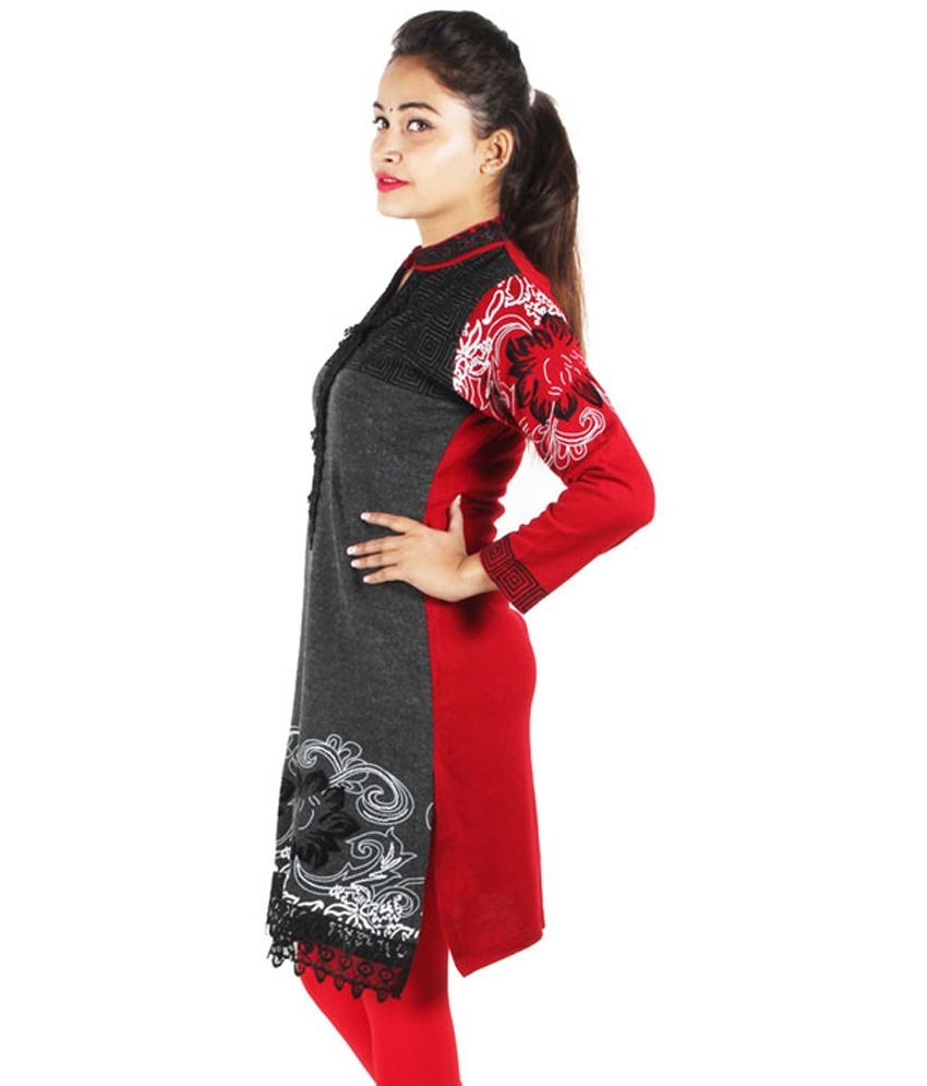kurti black and red