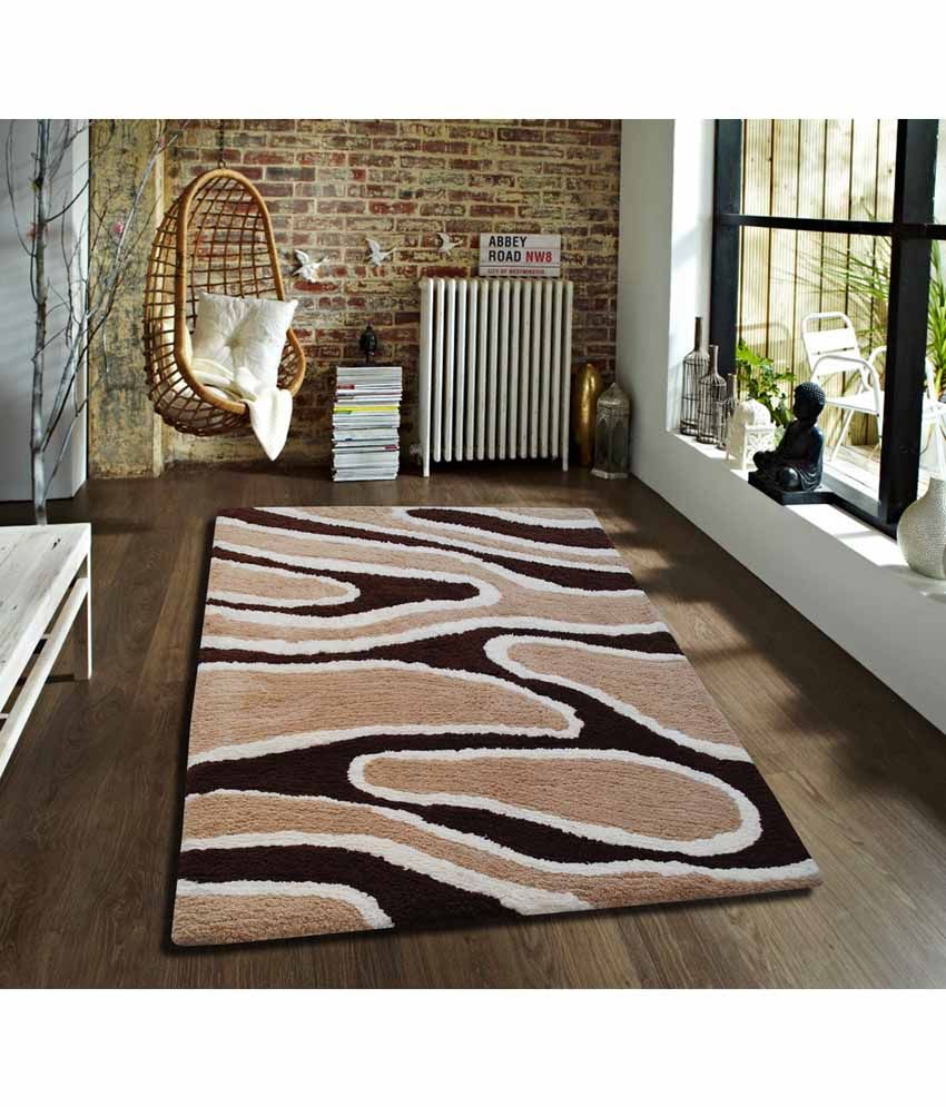 Flooring India Company Beige Polyester Track Designer Rug 2X5 Ft. Buy Flooring India Company