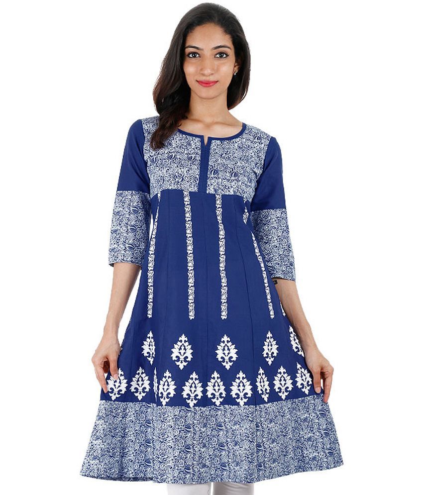 Estyle Dazzling Blue Printed Anarkali Kurta From Estyle - Buy Estyle ...