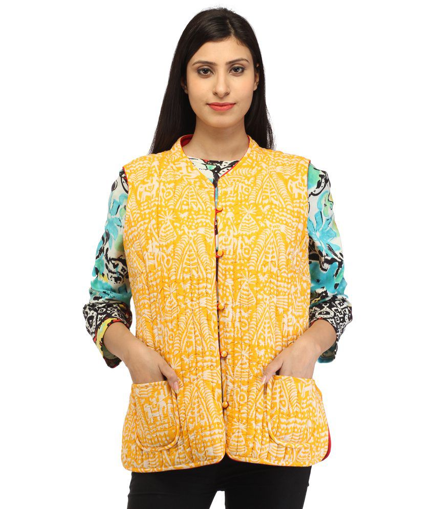 Buy Ethnic Printed Cotton Half Jacket - Yellow Online at Best Prices in ...