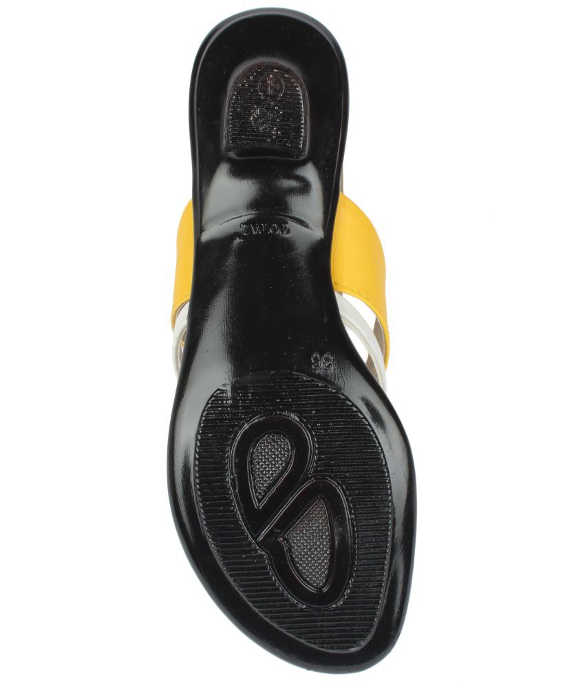 yellow slip on heels
