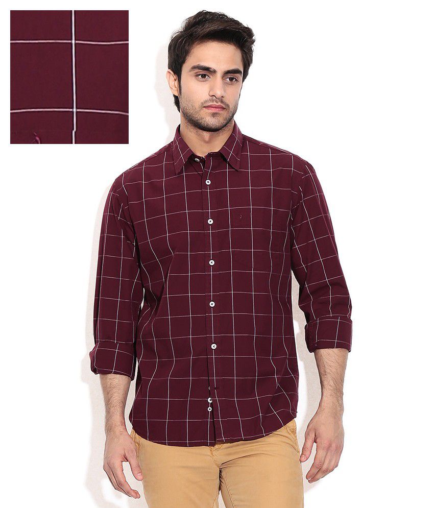 Indian Terrain Brown Cotton Blend Checks Casuals Men'S Shirt - Buy ...