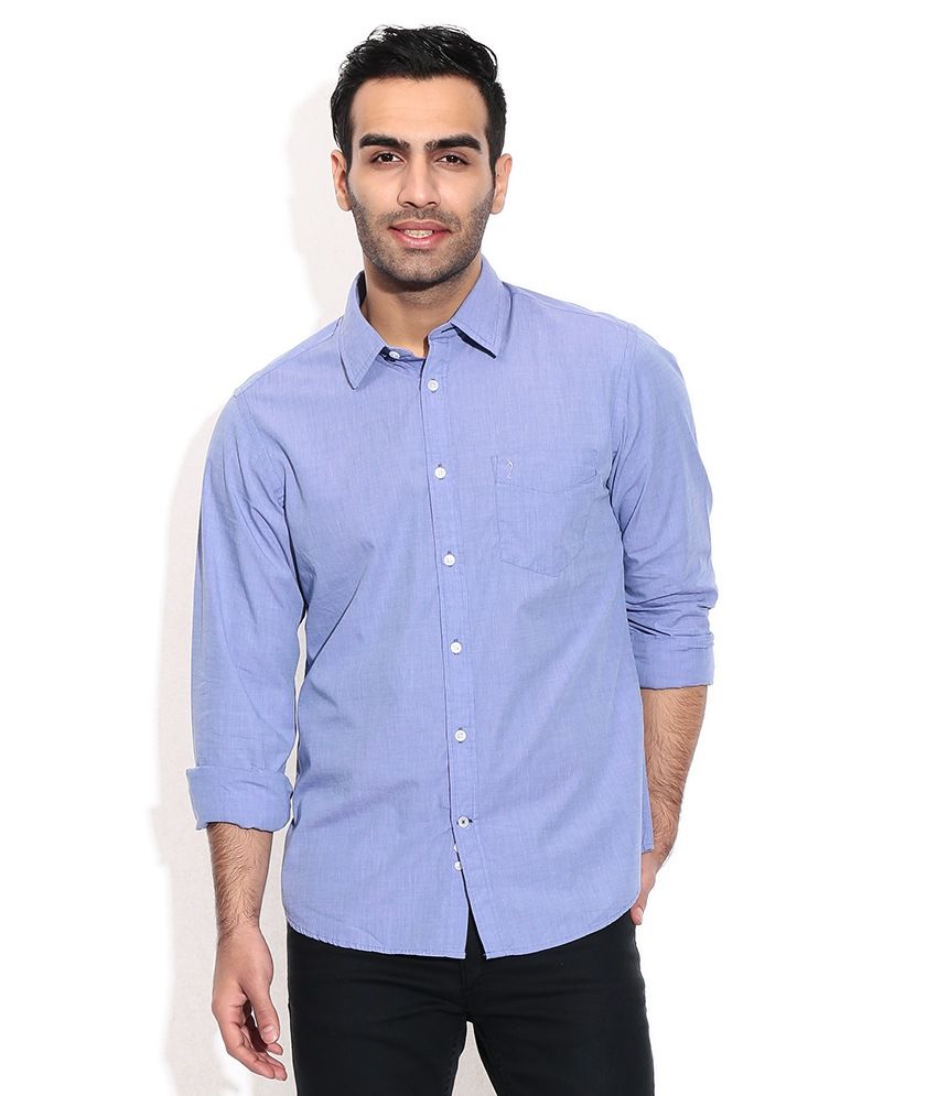 Indian Terrain Purple Cotton Blend Solids Casuals Men'S Shirt Buy