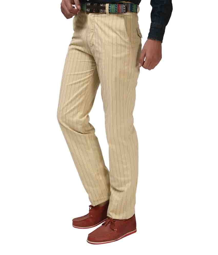 Koutons Khaki Cotton Regular Flat Trouser - Buy Koutons Khaki Cotton ...