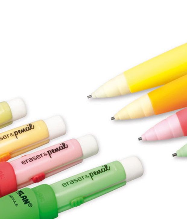 Milan Capsule Fluo Pencil With Eraser + 2 Spare Erasers In Blister ...