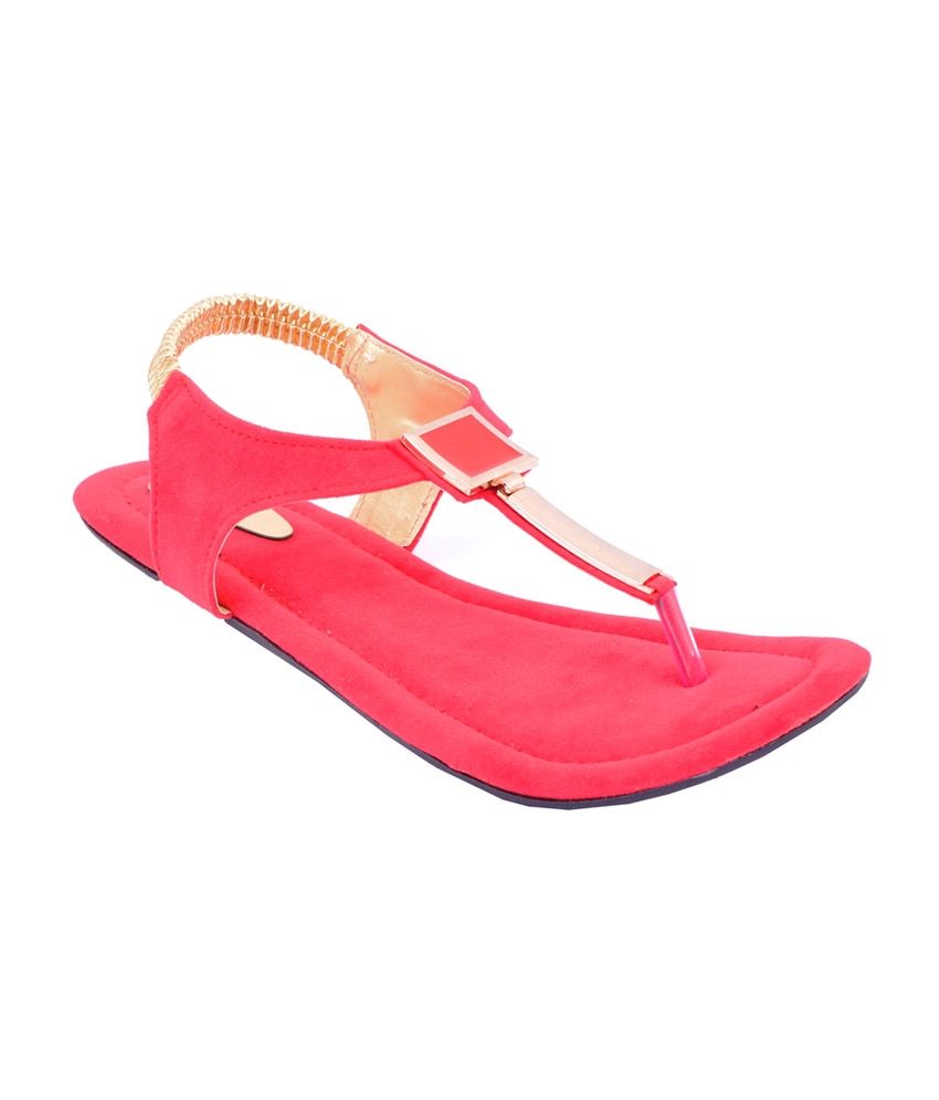 Gucci Red Leather Molina T Strap Size 38.5 Sandals