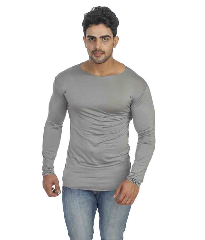 Basics Cotton Spandex Round Neck Full Sleeves Men's T-shirt - Buy ...