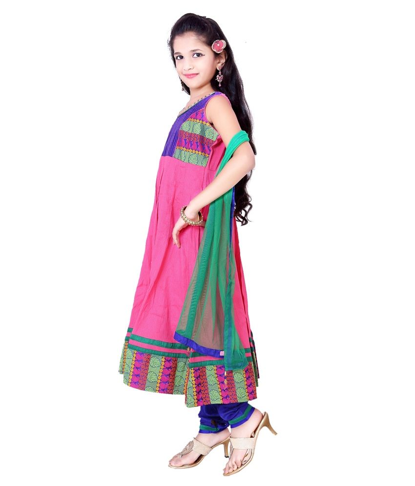 For Kids Pink Anarkali Churidar Set For Girls - Buy For Kids Pink ...