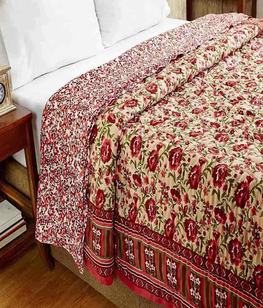 Ratan Jaipur Red Cotton Floral Double Quilt Buy Ratan Jaipur Red