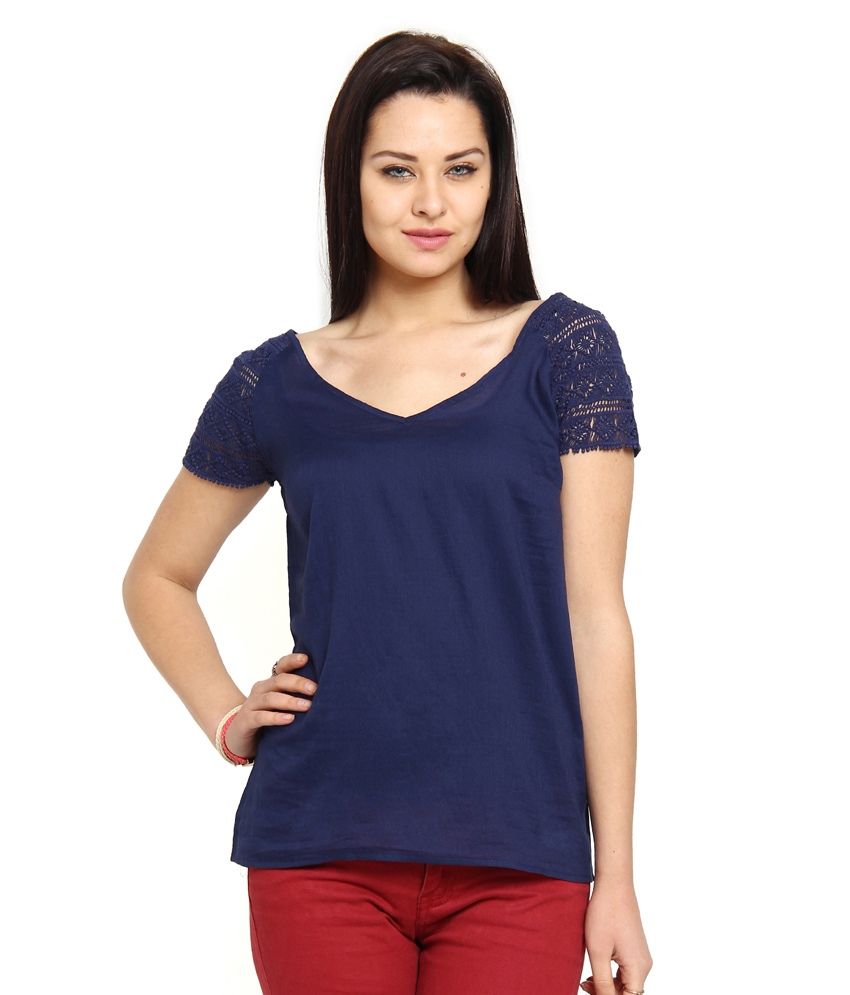 Cotton World Navy Cotton Tops - Buy Cotton World Navy Cotton Tops ...