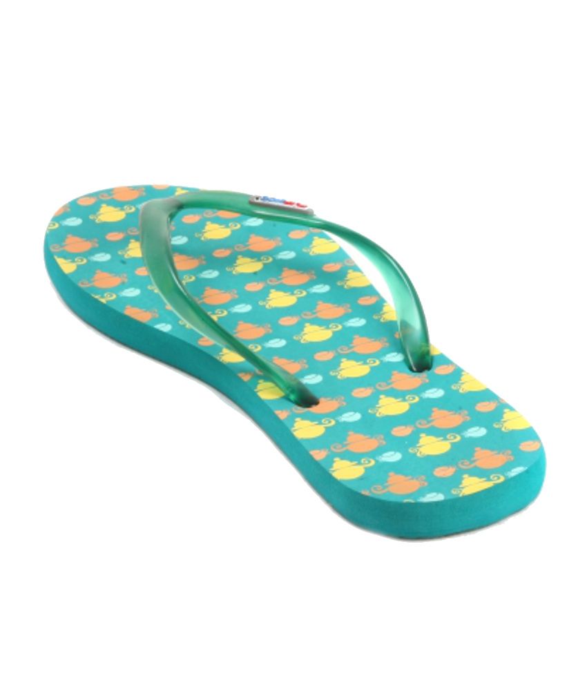 green platform flipflops