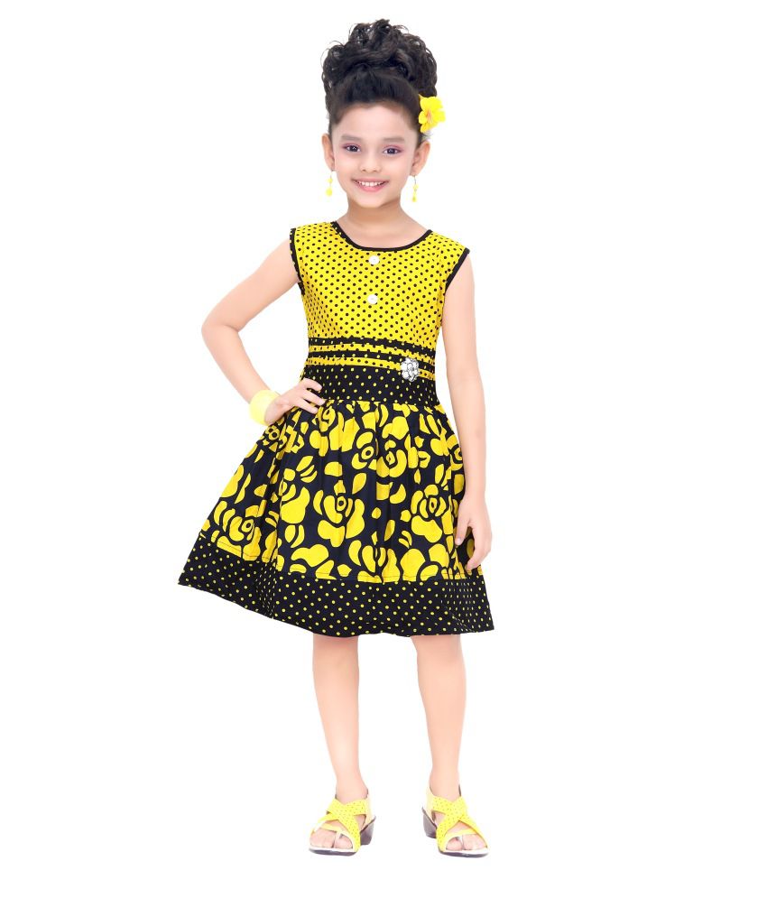 Trendy Girls Yellow Frock - Buy Trendy Girls Yellow Frock Online at Low ...