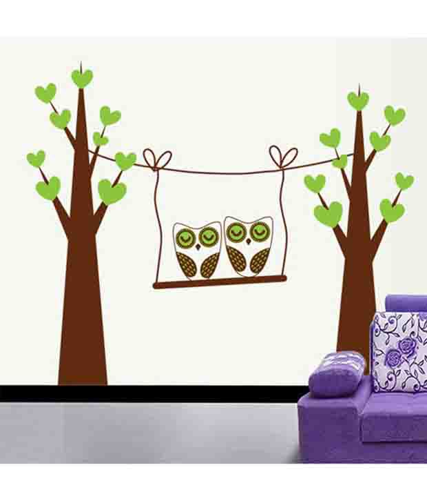     			Asmi Collection Pvc Wall Stickers Swinging Owl On Tree