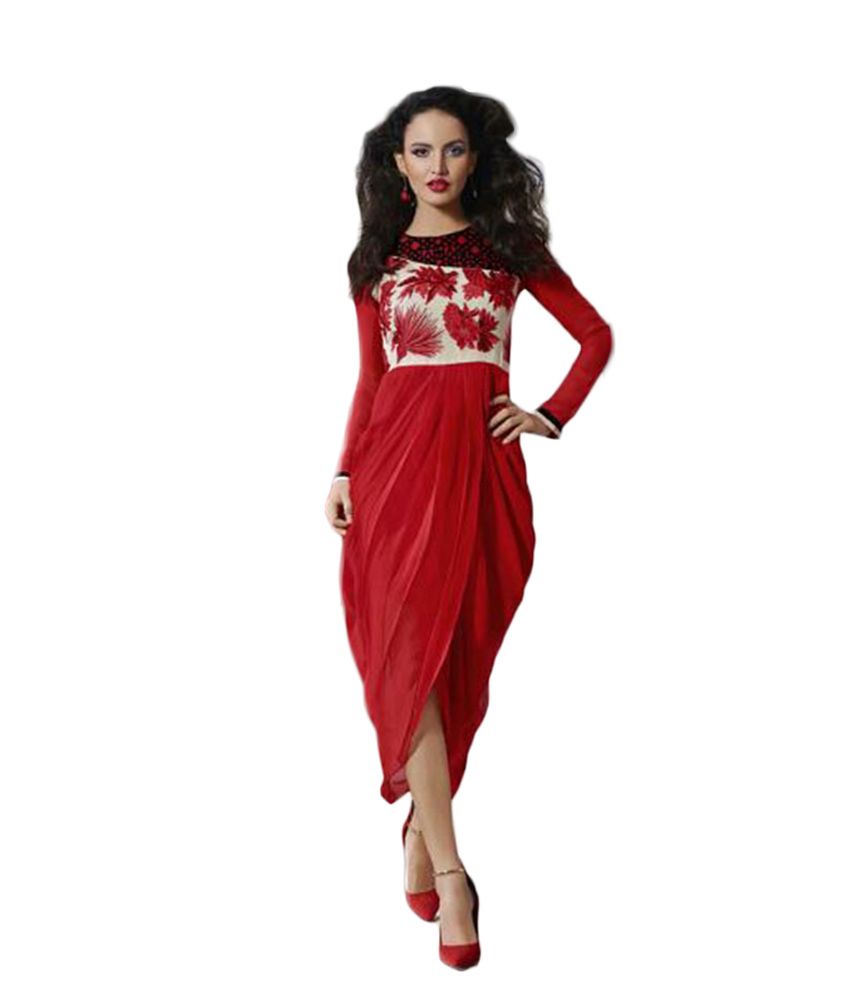 red georgette frock
