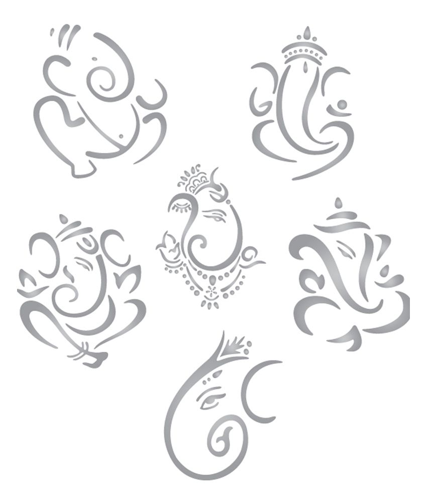 Walldesign Mini Ganesha Set Of 6 Bike Sticker - Silver: Buy Walldesign ...