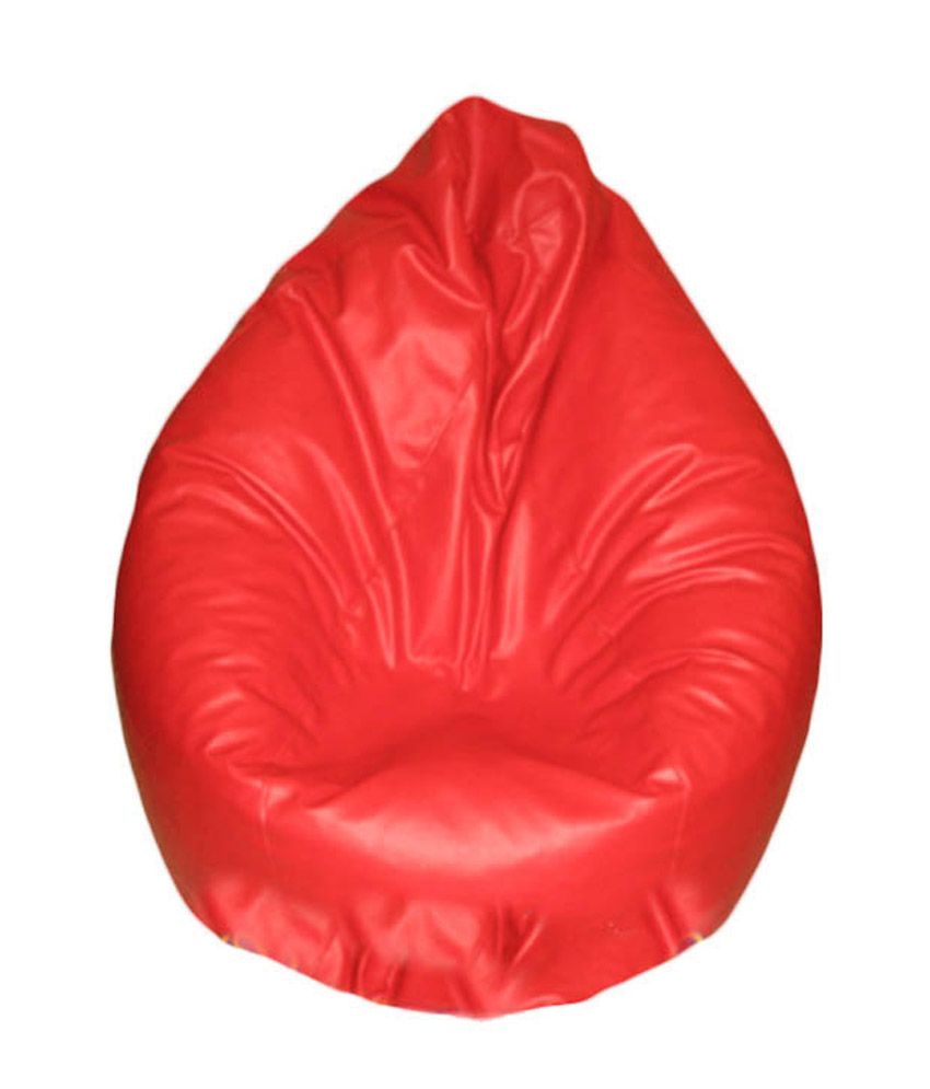 Soft Jelly Xl Red Pure Leather Bean Bag With Beans: Buy Online at Best ...